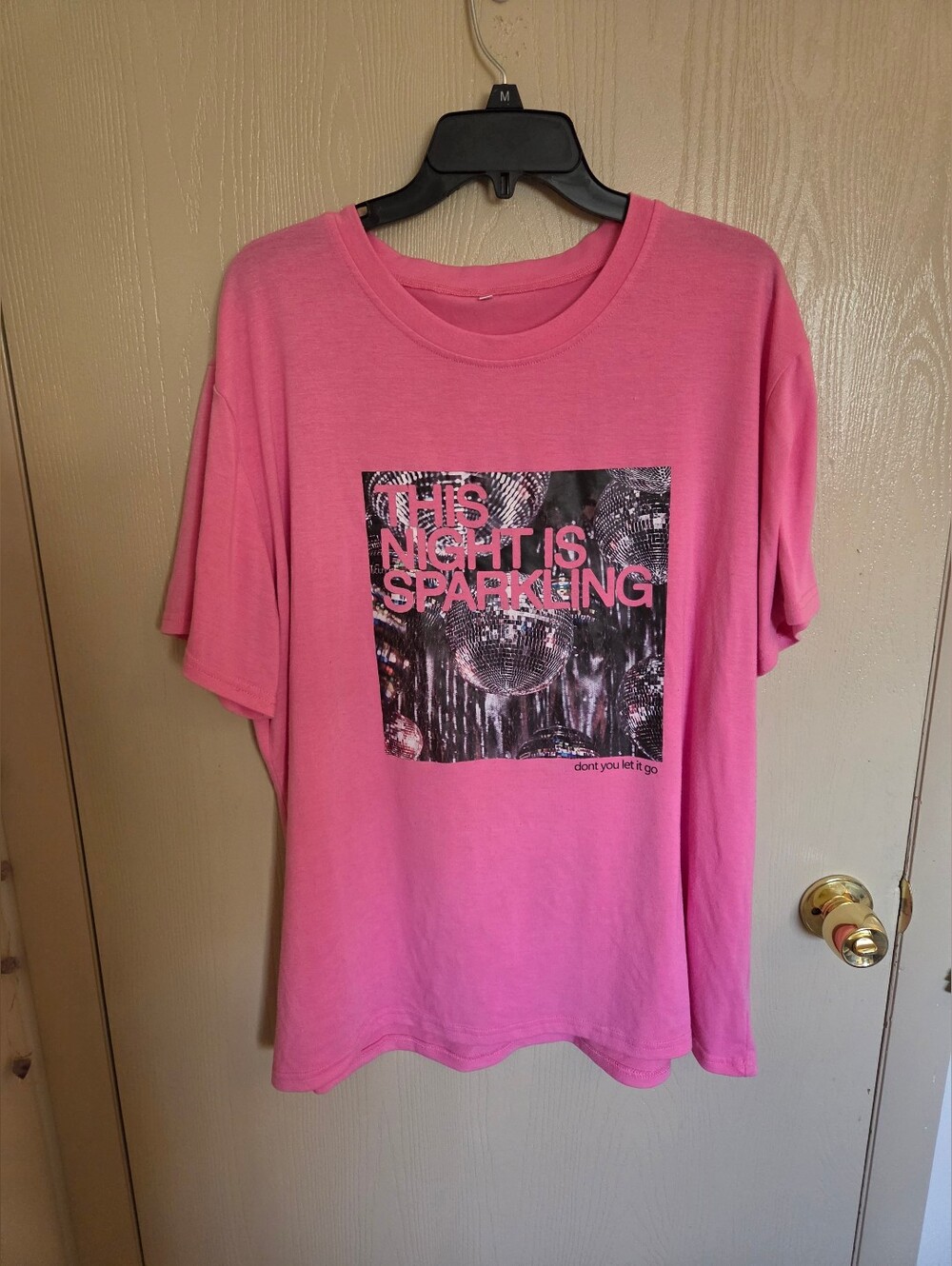 Swiftie Style Pink Disco Ball Graphic Tee This Night Is Sparkling Womens Size 2X